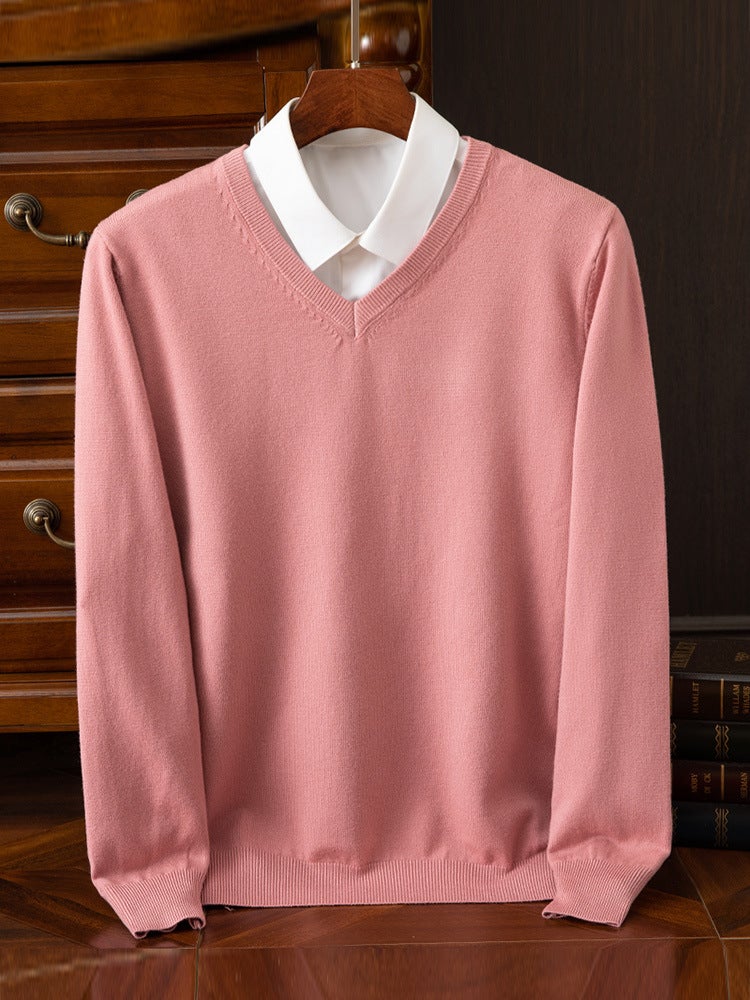 Sweater For Men, New Style, Large Size Knit Sweater With Round V-Neck, Business Men'S Sweater, Base Layer Shirt - Image 5